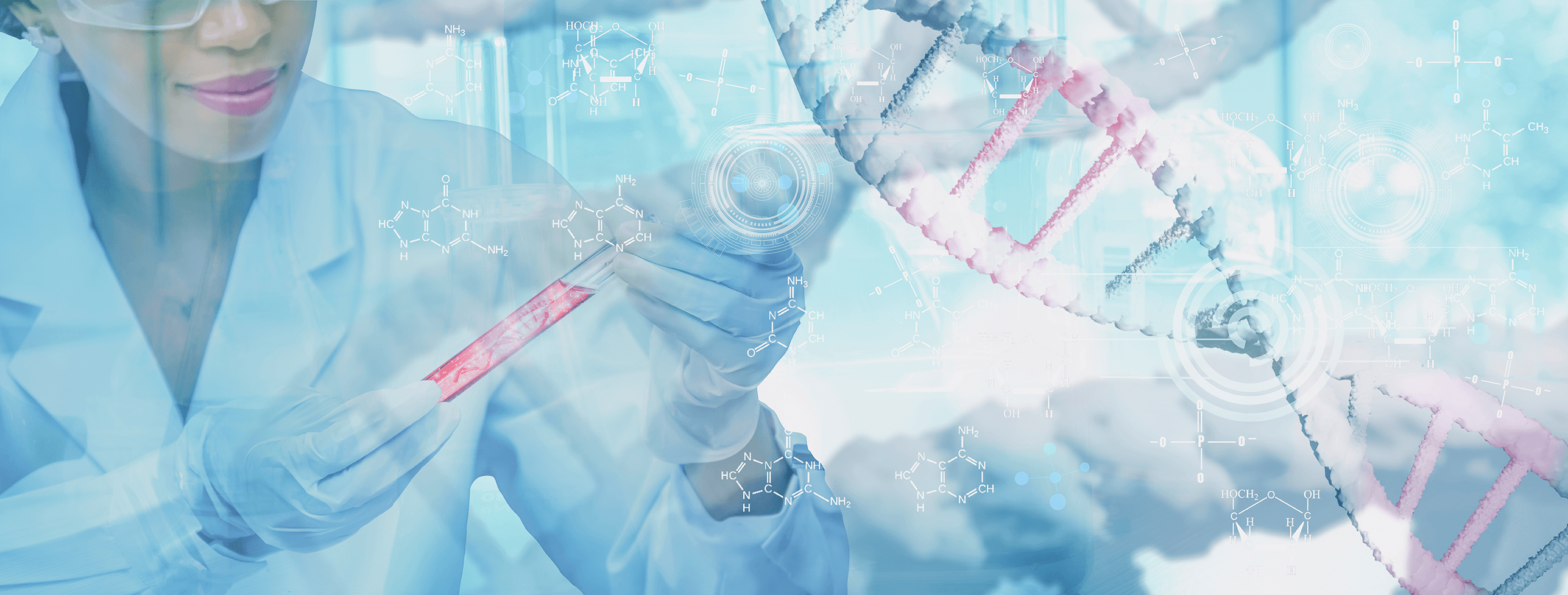 Woman scientist with DNA