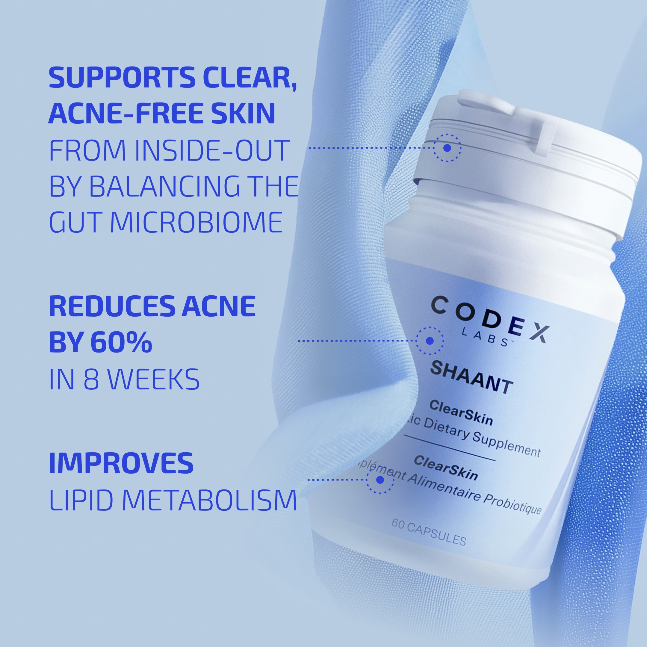 SHAANT ClearSkin Acne Relief Probiotic Supplement 2.0